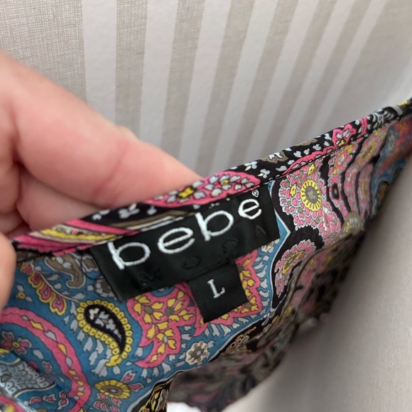 Vintage Y2K Bebe 100% Silk Paisley Tank Top Women’s Size L - Picture 7 of 8